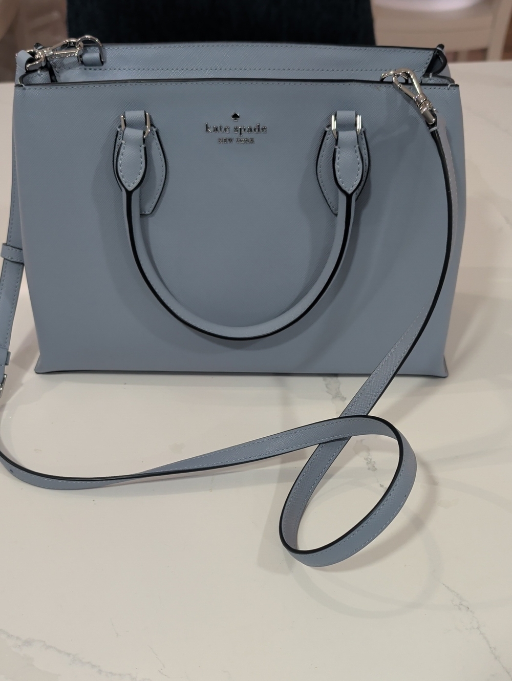 Kate Spade RAE Medium Satchel in Muted Blue with Removable Crossbody Strap